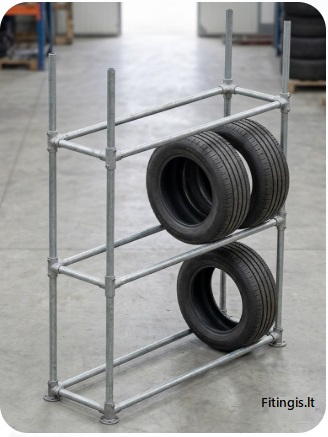 3-jų eilių stelažas padangoms