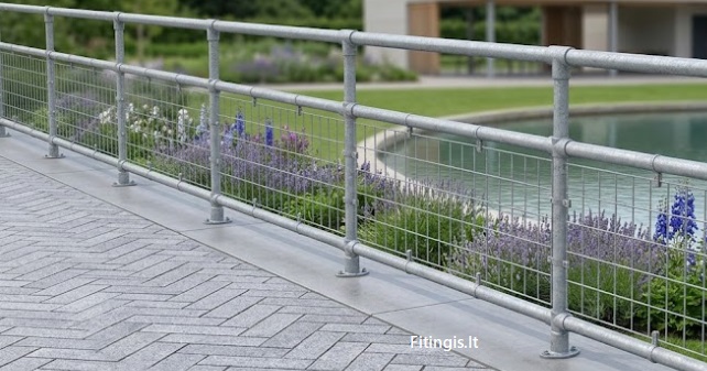 Cinkuotų vamzdžių tvora su cinkuotu tinklu