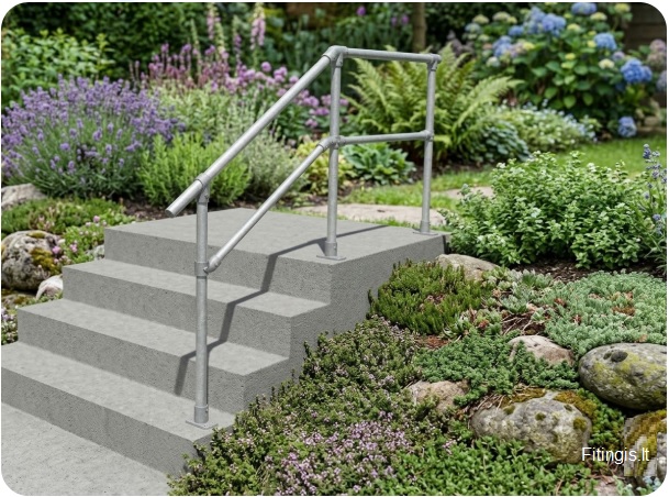 Dviejų vamzdžių eilių turėklas 1,5m+1m