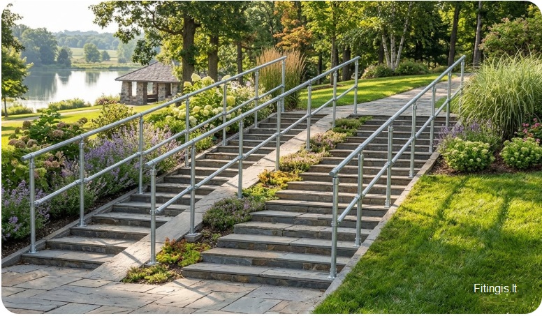 Lauko turėklas 2 vamzdžių eilių 48,3mm ir 42,4mm