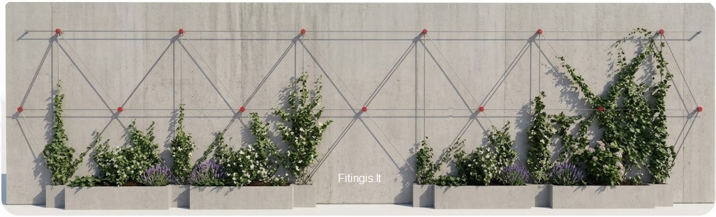 Nerūdijančio plieno trosų sistema sienų apželdinimui (3 mm)