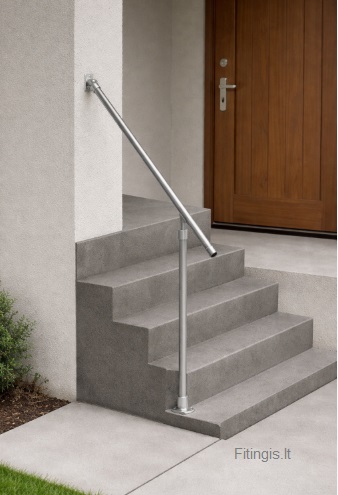 Laiptų turėklas tvirtinamas prie sienos